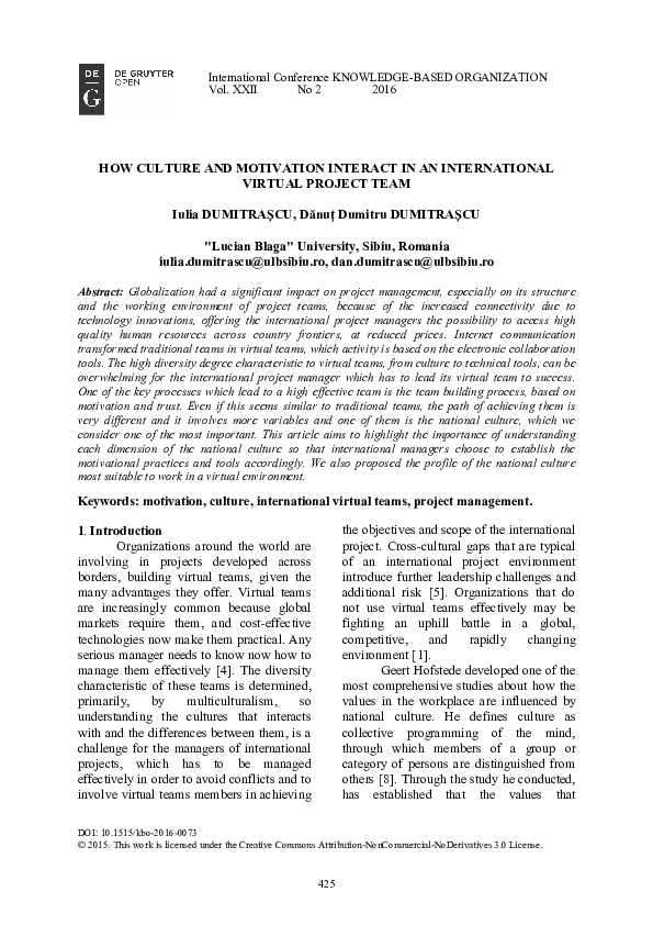 (PDF) How Culture and Motivation Interact in an International Virtual ...