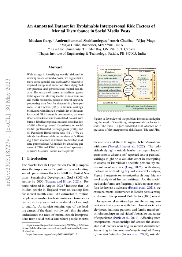 (PDF) An Annotated Dataset for Explainable Interpersonal Risk Factors ...