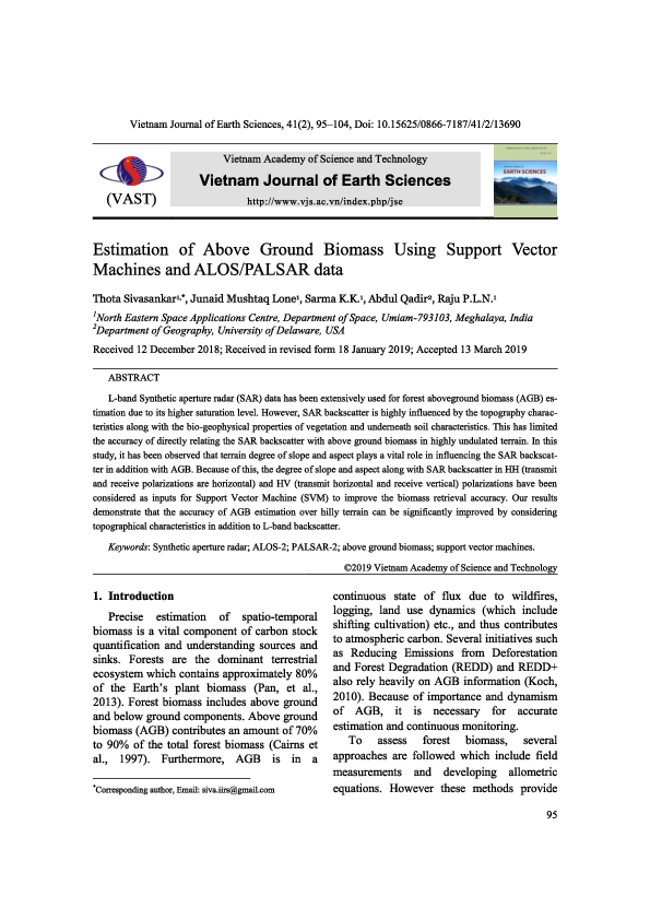 (PDF) Estimation of Above Ground Biomass Using Support Vector Machines ...