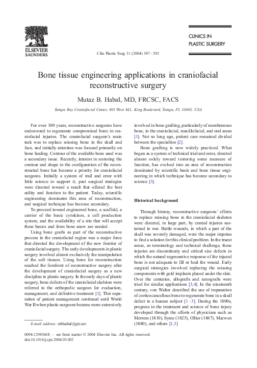 (PDF) Bone tissue engineering applications in craniofacial ...