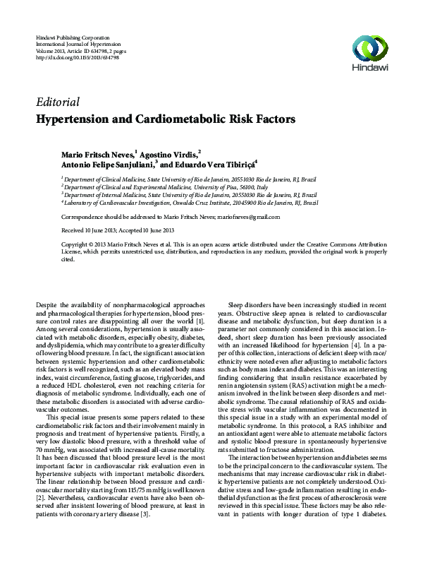 (PDF) Hypertension and Cardiometabolic Risk Factors