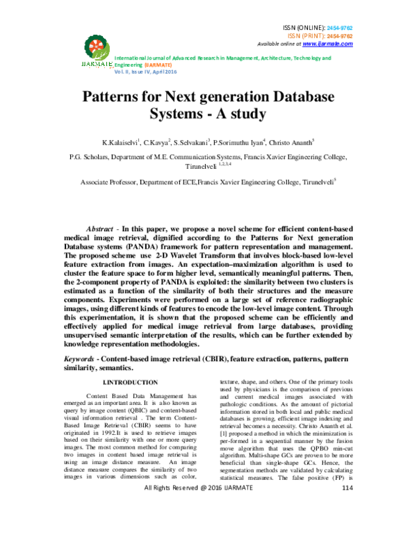 (PDF) Patterns for Next generation Database Systems - A study