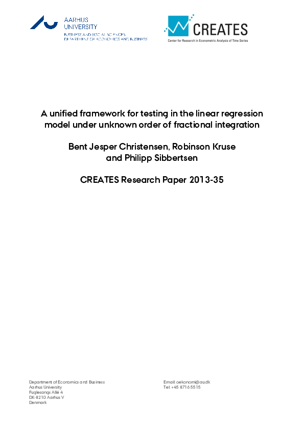 (PDF) A unified framework for testing in the linear regression model ...
