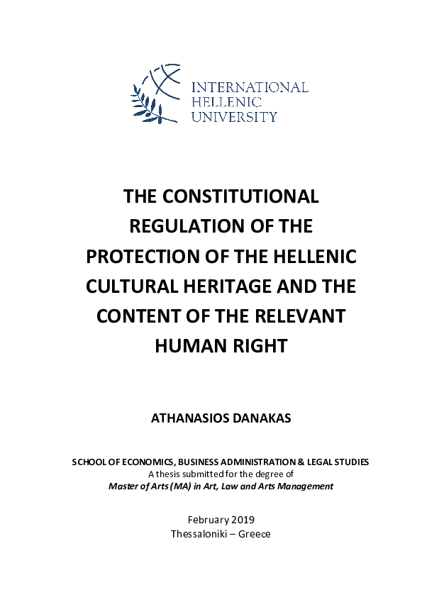 (PDF) The Constitutional Regulation of the Protection of the Hellenic ...