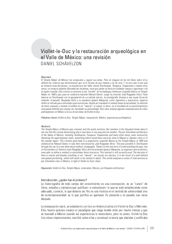 Viollet-le-Duc y la restauración arqueológica en el Valle de México: una revisión