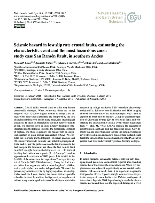 (PDF) Seismic hazard in low slip rate crustal faults, estimating the ...