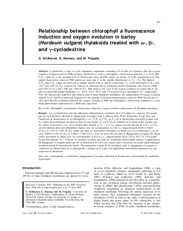 (PDF) Relationship between chlorophyll a fluorescence induction and ...