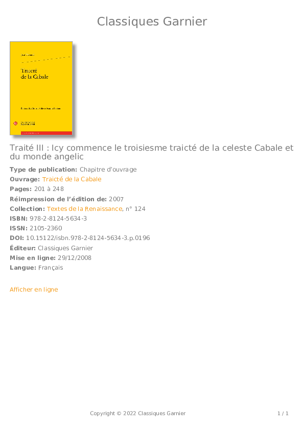 (PDF) Traicté de la Cabale - Traité III : Icy commence le troisiesme ...