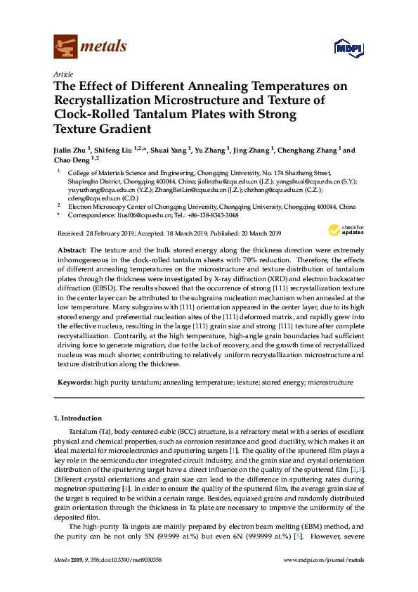 (PDF) The effect of different annealing temperatures on tin and cadmium ...