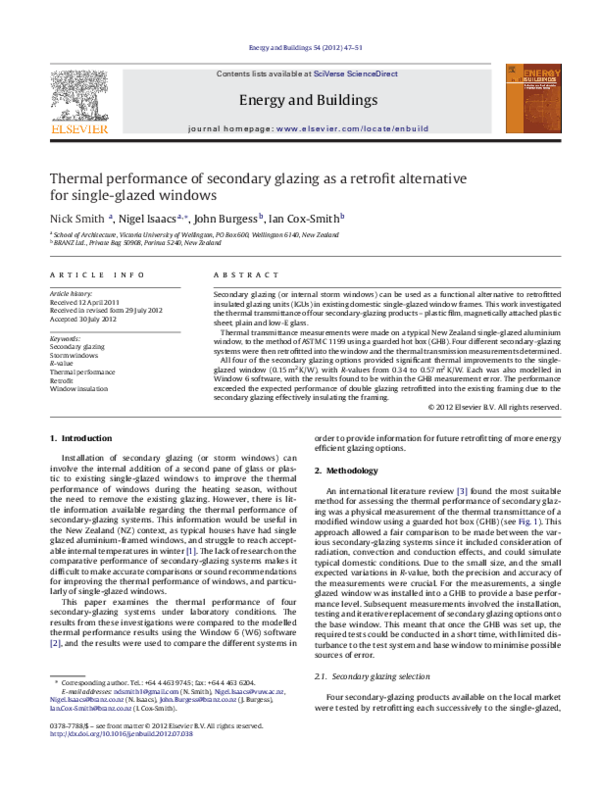 Image showcasing (PDF) Thermal performance of secondary glazing as a retrofit ...