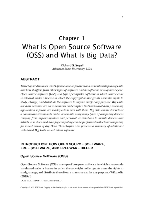 (PDF) What Is Open Source Software (OSS) and What Is Big Data? Richard Segall Academia.edu