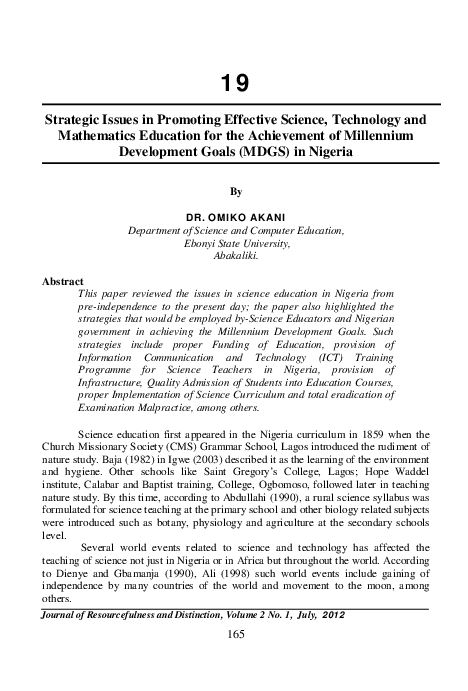 (PDF) Strategic Issues in Promoting Effective Science, Technology and ...