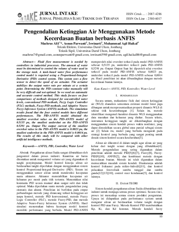 (PDF) Pengendalian Ketinggian Air Menggunakan Metode Kecerdasan Buatan ...