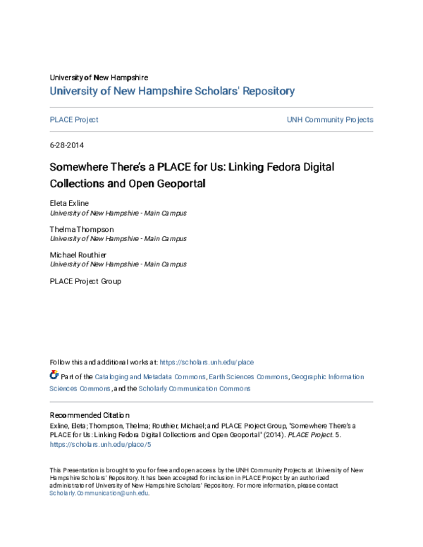 (PDF) Somewhere There’s a PLACE for Us: Linking Fedora Digital ...