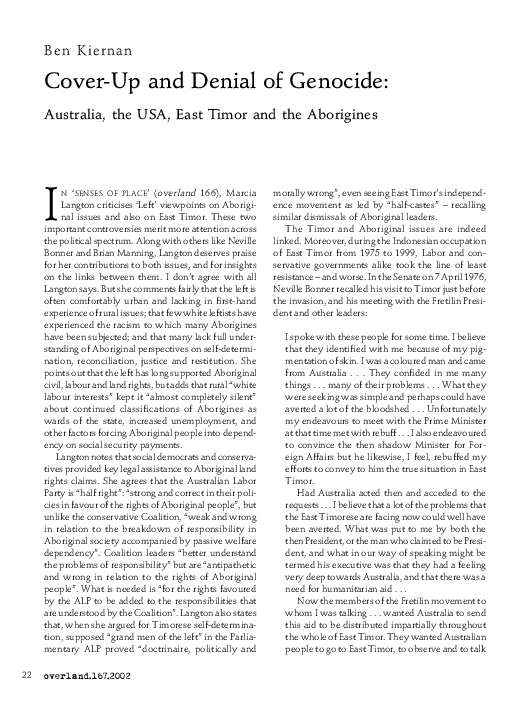 (PDF) Cover-Up and Denial of Genocide: Australia, East Timor, and the ...