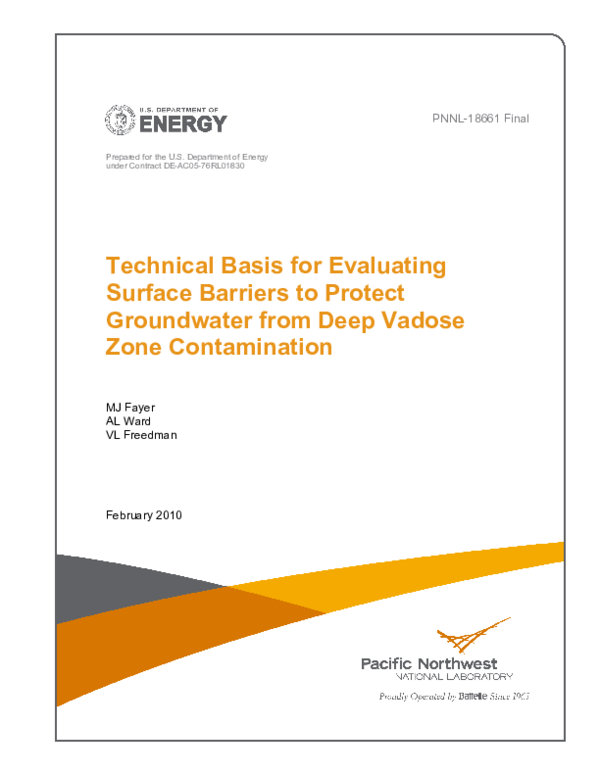 (PDF) Technical Basis for Evaluating Surface Barriers to Protect Groundwater from Deep Vadose