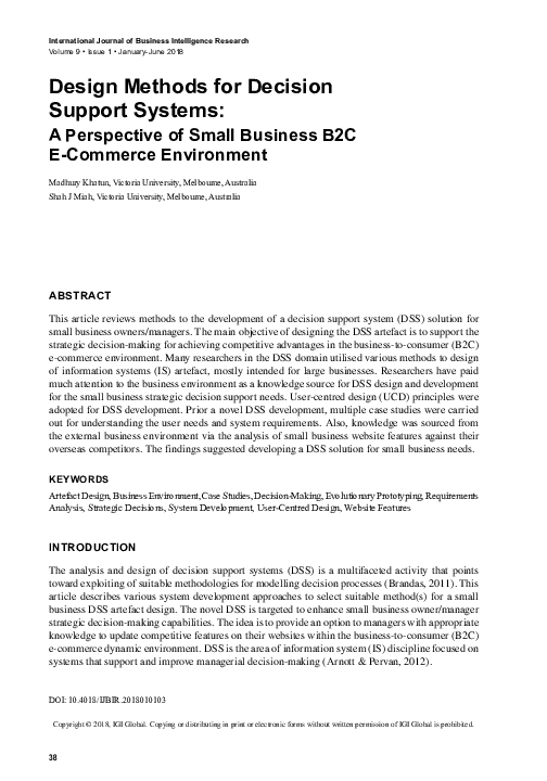 (PDF) Design Methods for Decision Support Systems