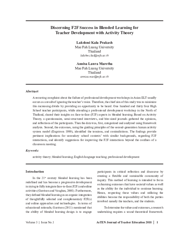 (PDF) Discerning F2F Success in Blended Learning for Teacher ...