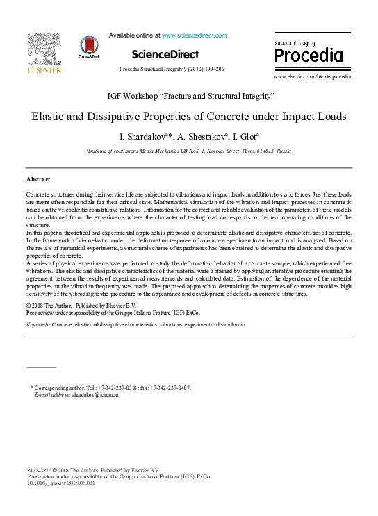 (PDF) Elastic and Dissipative Properties of Concrete under Impact Loads