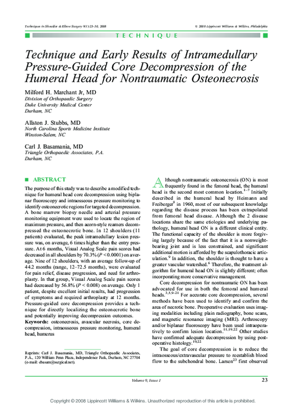 (PDF) Technique and Early Results of Intramedullary Pressure-Guided ...