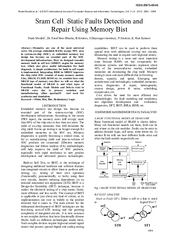 (PDF) Sram Cell Static Faults Detection and Repair Using Memory Bist