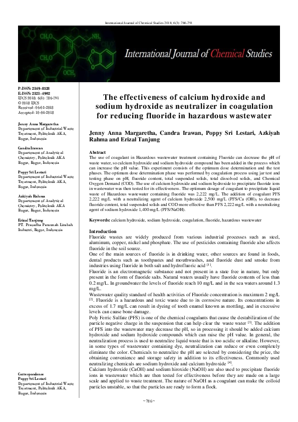 (PDF) The effectiveness of calcium hydroxide and sodium hydroxide as ...