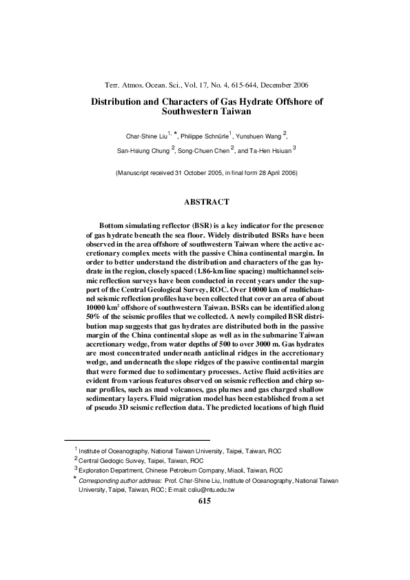 (PDF) Distribution and Characters of Gas Hydrate Offshore of ...