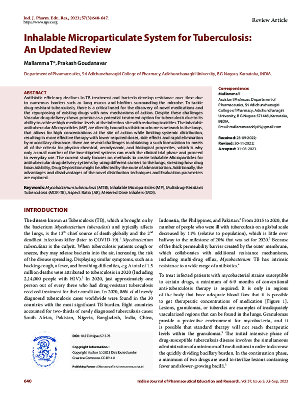 (PDF) Inhalable Microparticulate System for Tuberculosis: An Updated Review