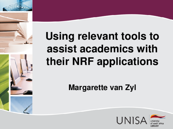 (PDF) Using relevant tools to assist academics with their NRF applications