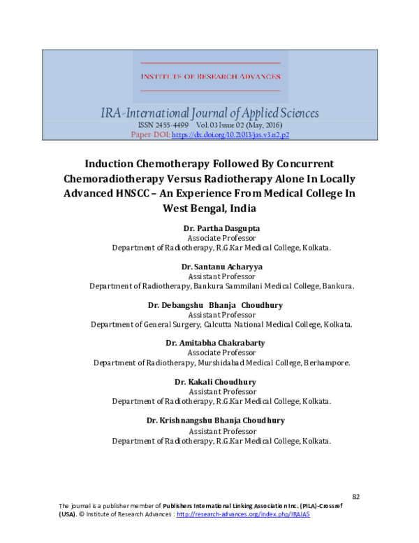 (PDF) Induction Chemotherapy Followed By Concurrent Chemoradiotherapy ...