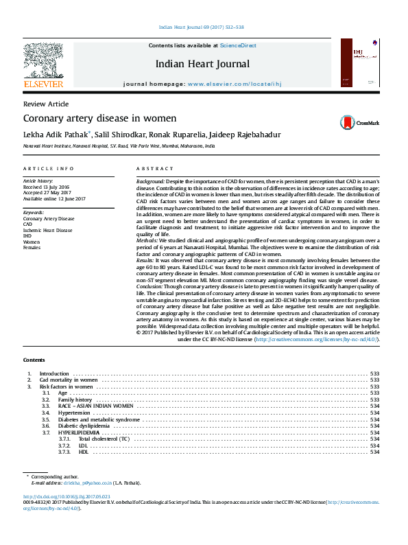(PDF) Coronary artery disease in women