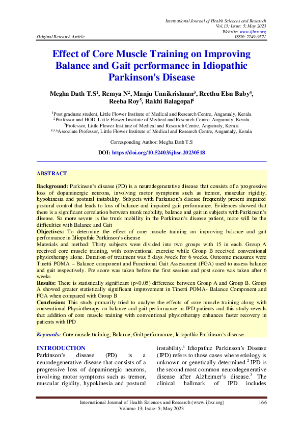 (PDF) Effect of Core Muscle Training on Improving Balance and Gait ...