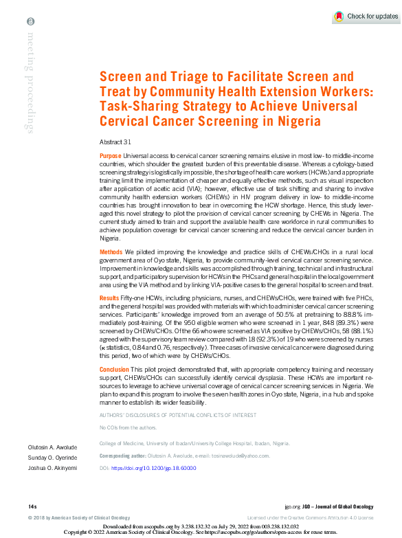 (PDF) Screen and Triage to Facilitate Screen and Treat by Community ...