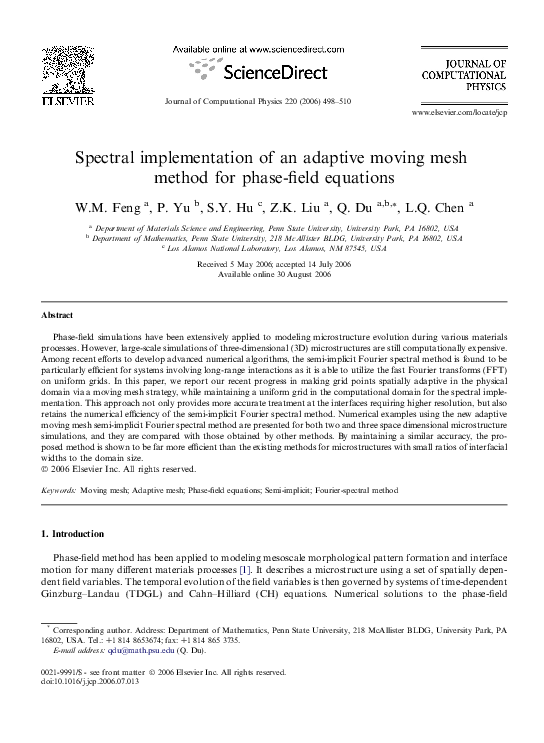(PDF) Spectral implementation of an adaptive moving mesh method for ...