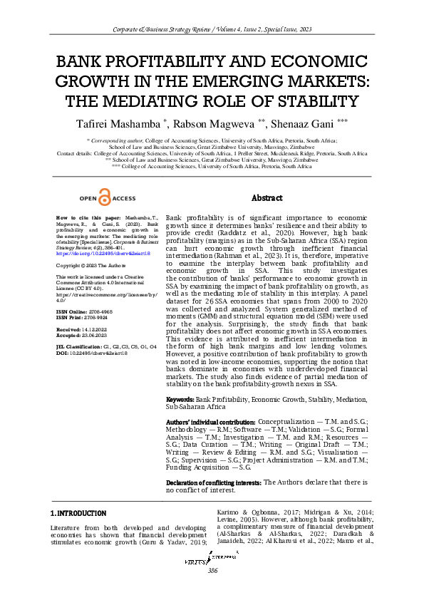 (PDF) Bank profitability and economic growth in the emerging markets ...