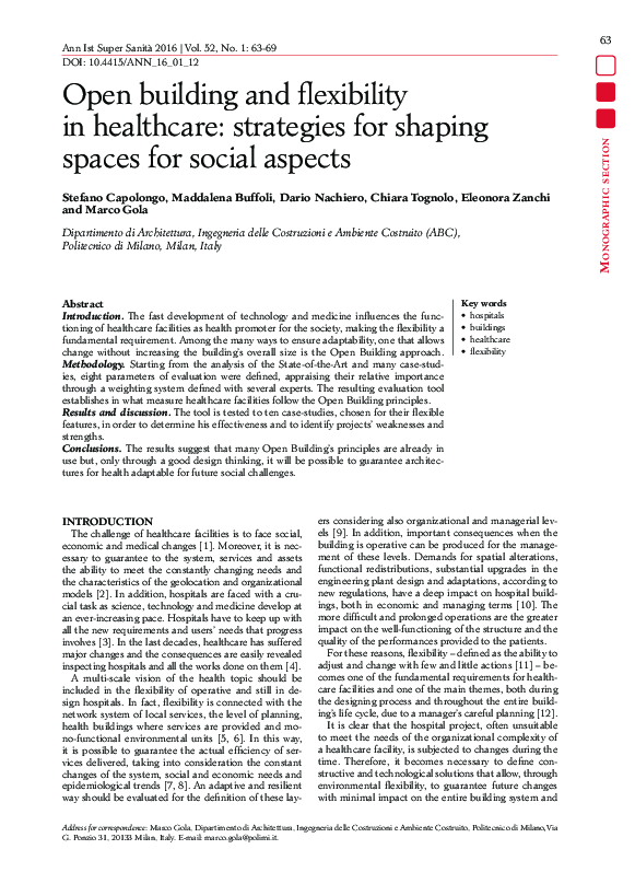 (PDF) Open building and flexibility in healthcare: strategies for ...
