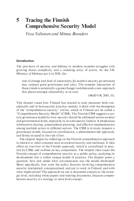 (PDF) Tracing the Finnish Comprehensive Security Model