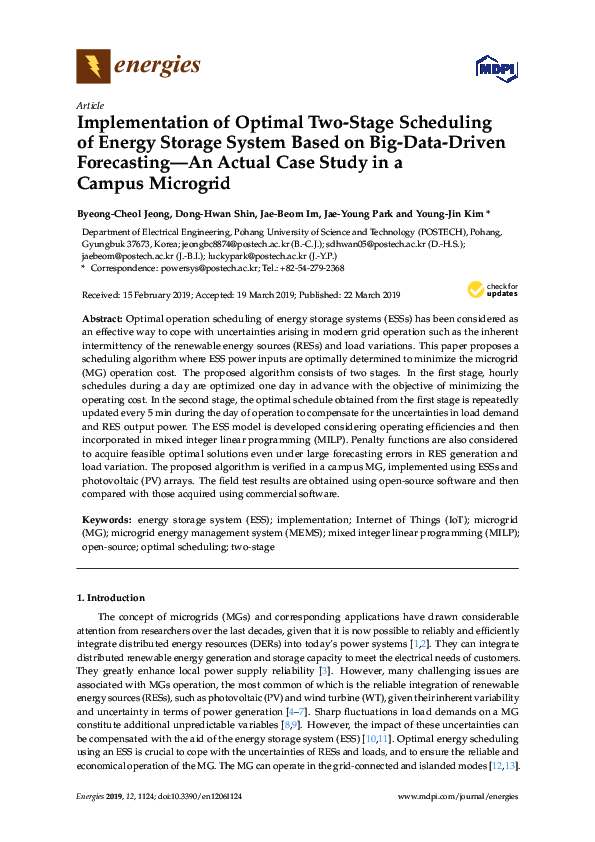 (PDF) Implementation of Optimal Two-Stage Scheduling of Energy Storage ...