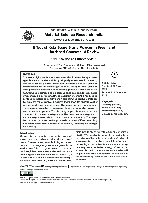 (PDF) Effect of Kota Stone Slurry Powder in Fresh and Hardened Concrete ...