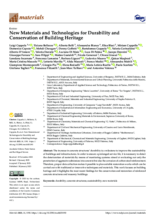 (PDF) New Materials and Technologies for Durability and Conservation of ...