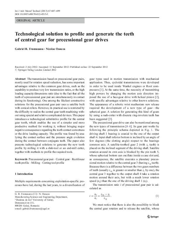 (PDF) Technological solution to profile and generate the teeth of ...