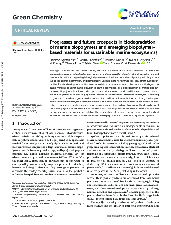 (PDF) Progresses and future prospects in biodegradation of marine ...