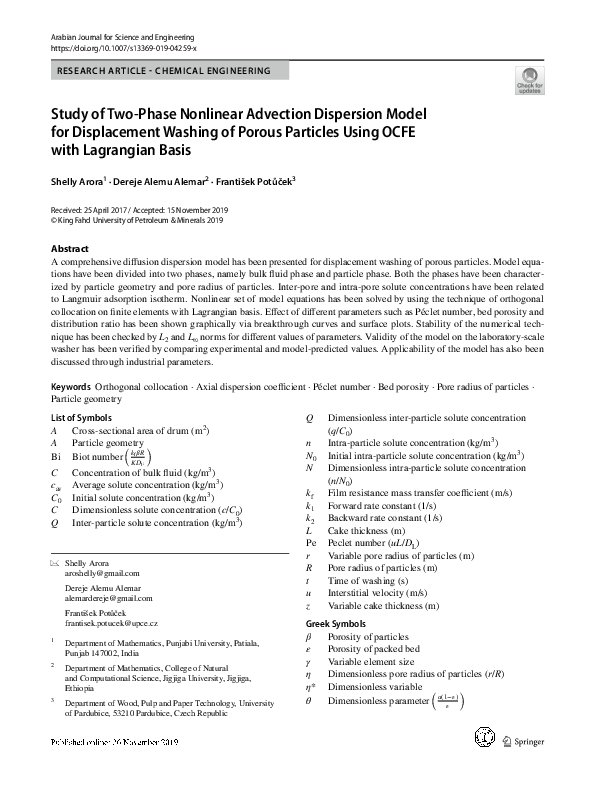 (PDF) Study of Two-Phase Nonlinear Advection Dispersion Model for ...
