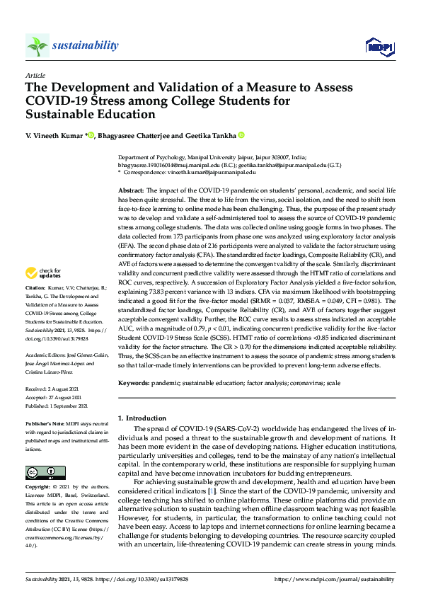 (PDF) The Development and Validation of a Measure to Assess COVID-19 ...