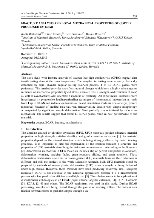 (PDF) Fracture Analysis and Local Mechanical Properties of Copper ...