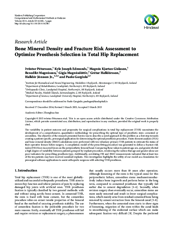 (PDF) Bone Mineral Density and Fracture Risk Assessment to Optimize ...