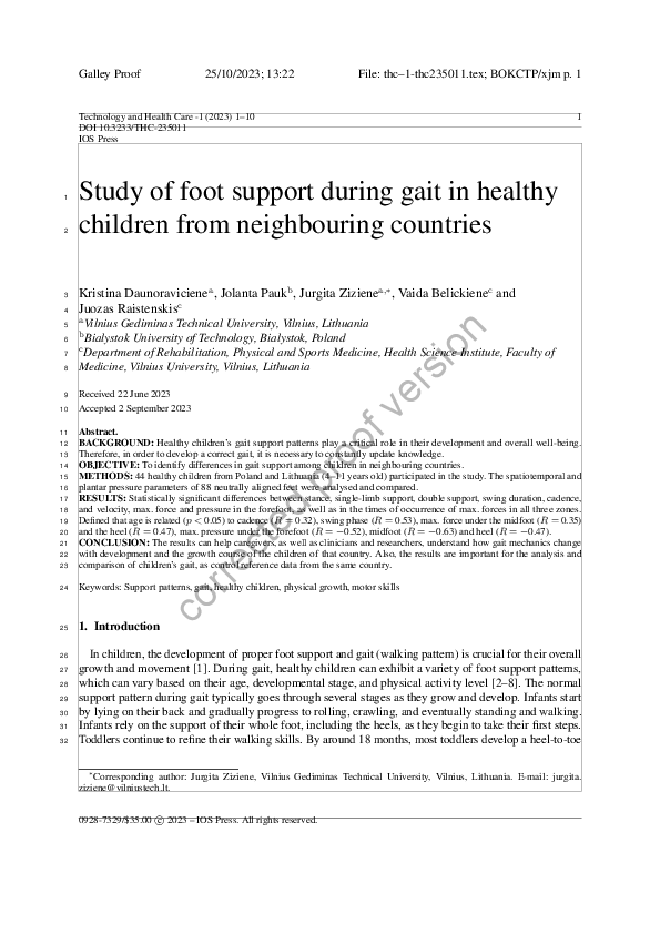 (PDF) Study of foot support during gait in healthy children from ...