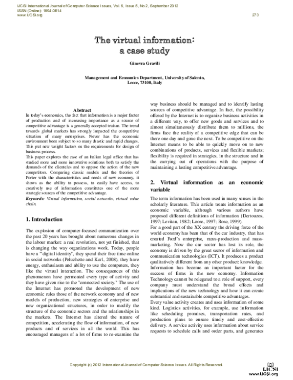 (PDF) The virtual information: a case study