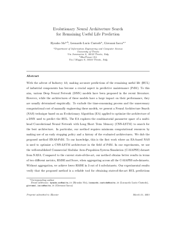 (PDF) Evolutionary neural architecture search for remaining useful life ...