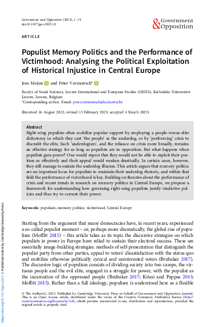 (PDF) Populist Memory Politics and the Performance of Victimhood ...